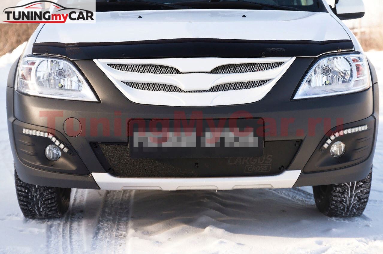 Зимняя заглушка решётки переднего бампера Lada (ВАЗ) Largus Cross (универсал) 2015-